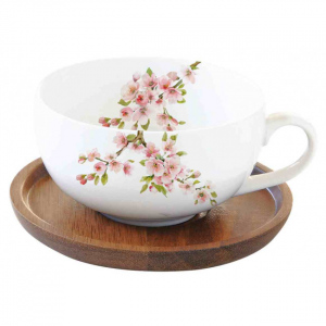 Porcelánový šálek a podšálek Sakura