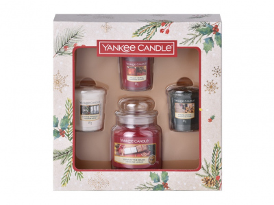 Yankee Candle Dárková Sada Vánoční Malý Classic + Votivní Svíčka 3ks