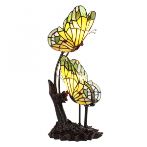 Stolní lampa Tiffany s motýlky Butterfly green - 24*17*47 cm