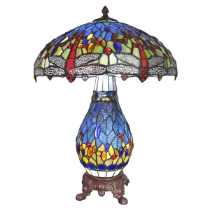 Modrá stolní lampa Tiffany 5LL-6186