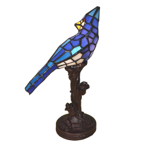 Dekorativní stolní lampa Tiffany Papoušek modrý