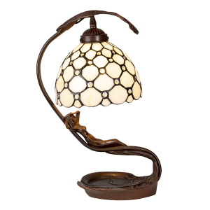 Krémová stolní lampa Tiffany Millie