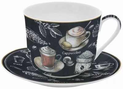 Porcelánový hrnek s podšálkem Barista 400ml