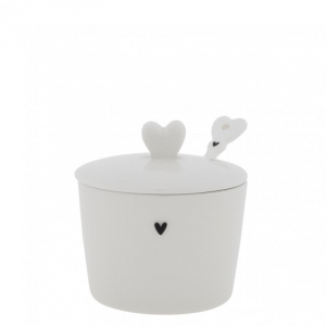 Cukřenka White Sm Heart & Spoon in Black