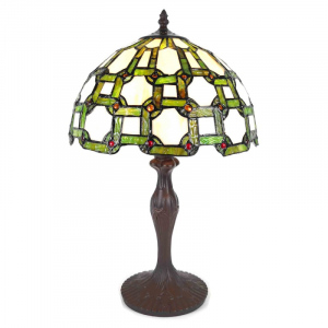 Bílo-zelená stolní lampa Tiffany
