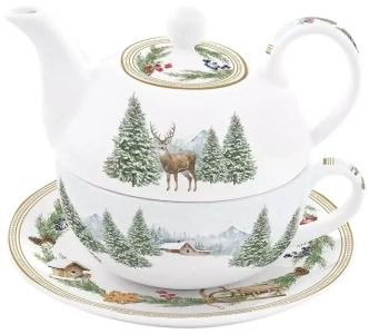 Porcelánová konvička s šálkem White Forest
