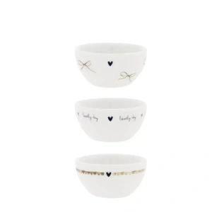 Dresingové misky malé - sada 3ks Bowl White S /Brown Print