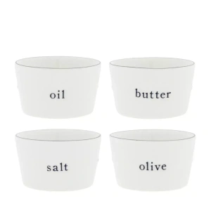 Keramické misky 4ks - Bowl White Salt/Butter/Oil/Olive
