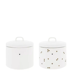 Dóza na potraviny 2ks - Jars Large White/Brown hearts