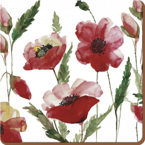 Korkové podložky pod hrníčky Watercolour Poppies