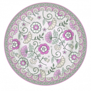Porcelánový dezertní talíř Kalamkari růžový