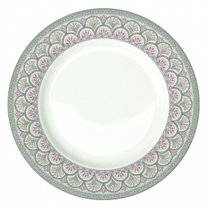 Porcelánový jídelní talíř Kalamkari zelený