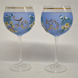Vysoké výroční sklenice - modré II
