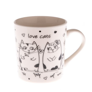 Porcelánový hrnek - love cats