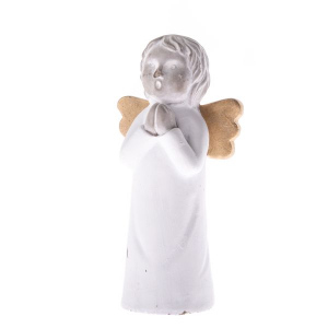Anděl modlící se zlatými křídly malý - beton