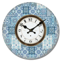 Dřevěné hodiny - Mozaika modrá