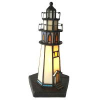 Vitrážová stolní lampa Tiffany v designu majáku Phare – Ø 12*28 cm