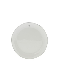 Dezertní talíř bílý - šedý okraj