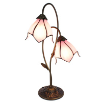 Růžová stolní lampa Tiffany Růžové Zvonky