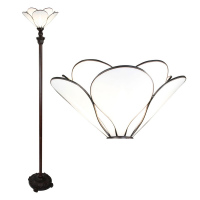 Bílá stojací lampa Tiffany  ve tvaru květu