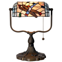Bankovní lampa Tiffany s vážkami