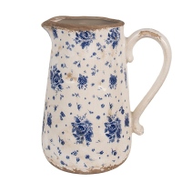 Dekorativní keramický džbán - modrá růže