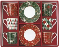 Porcelánové šálky a podšálky na kávu Fancy Christmas