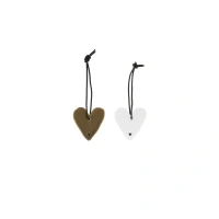 Keramická srdíčka 2ks - Heart BC White&Brown