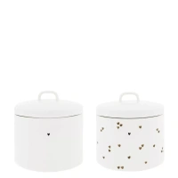 Dóza na potraviny 2ks - Jars Large White/Brown hearts